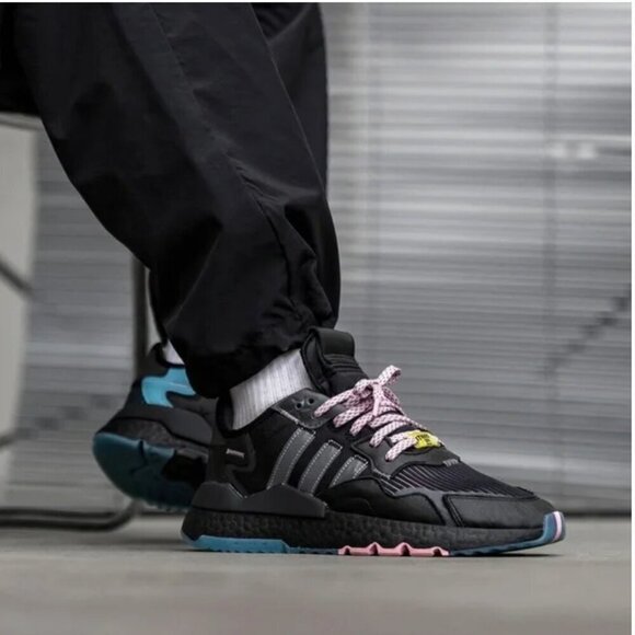adidas Ninja x Night Jogger Core Sneakers Shoes Black Pink Blue Men\'s Size 14